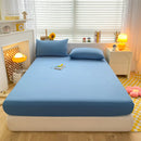 Soft Cotton Fitted Bed Sheet with Elastic Band Solid Color Mattress Cover for Single Double King Queen Bed 140/150/160/180/200.