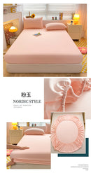 Soft Cotton Fitted Bed Sheet with Elastic Band Solid Color Mattress Cover for Single Double King Queen Bed 140/150/160/180/200.