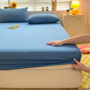 Soft Cotton Fitted Bed Sheet with Elastic Band Solid Color Mattress Cover for Single Double King Queen Bed 140/150/160/180/200.