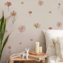 Boho Floral Wall Stickers for Kids, Watercolor Children's Room, Living Room, Home Decor, Art, Eco-Friendly Removable Stickers, PVC Murals.