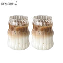2/4/6PCS INS Glass Cup Heat-resistant Tumbler Drinkware Transparent Tea Juice Milk Coffee Mug Home Water Glasses Stripe Beer Mug.