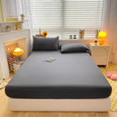 Soft Cotton Fitted Bed Sheet with Elastic Band Solid Color Mattress Cover for Single Double King Queen Bed 140/150/160/180/200.