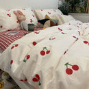 Pink Floral Bedding Set Soft Ins Single Double Queen Size Duvet Cover Flat Sheet Pillowcase Girls Home Totel Bed Linens.