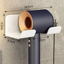 Non-drill wall-mounted hair dryer holder, for storing and placing a hair dryer in the bathroom, and multifunctional storage holder.
